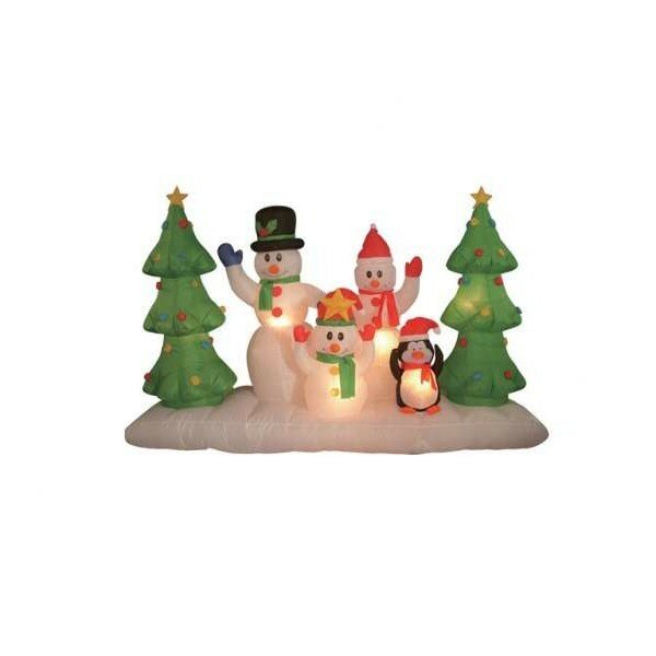 8FT Long Christmas outlet Inflatables Decorations Snowman Famliy with 2 Christmas Trees